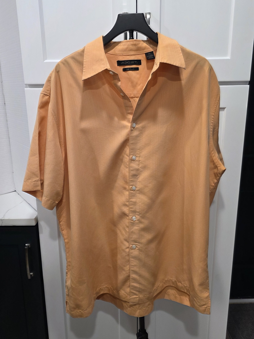 AXIST Men's Shirt Size XXL Orange Silk Touch Modal Collared Button-Up Casual